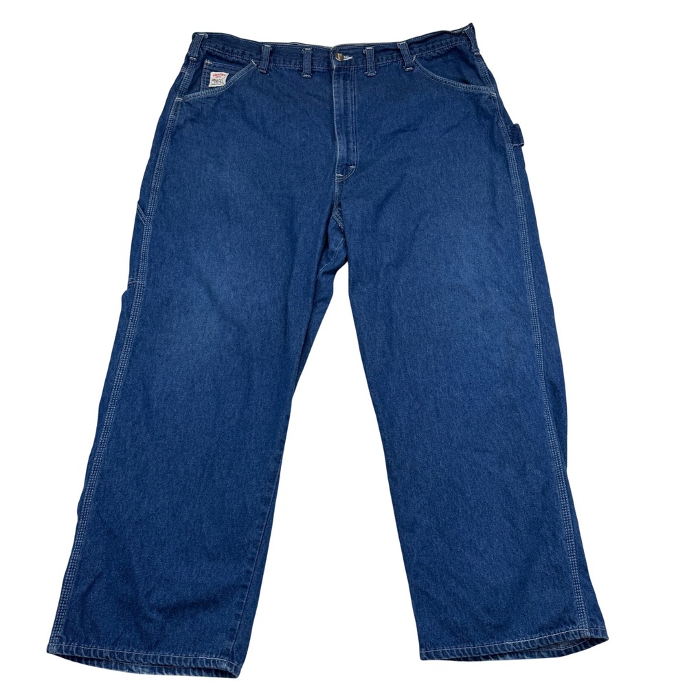 VTG Pointer Brand Carpenter Jeans Mens 42x29 Blue Denim Workwear Made in USA